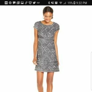 Adrianna Pappel Cap Sleeve Beaded Cocktail Dress